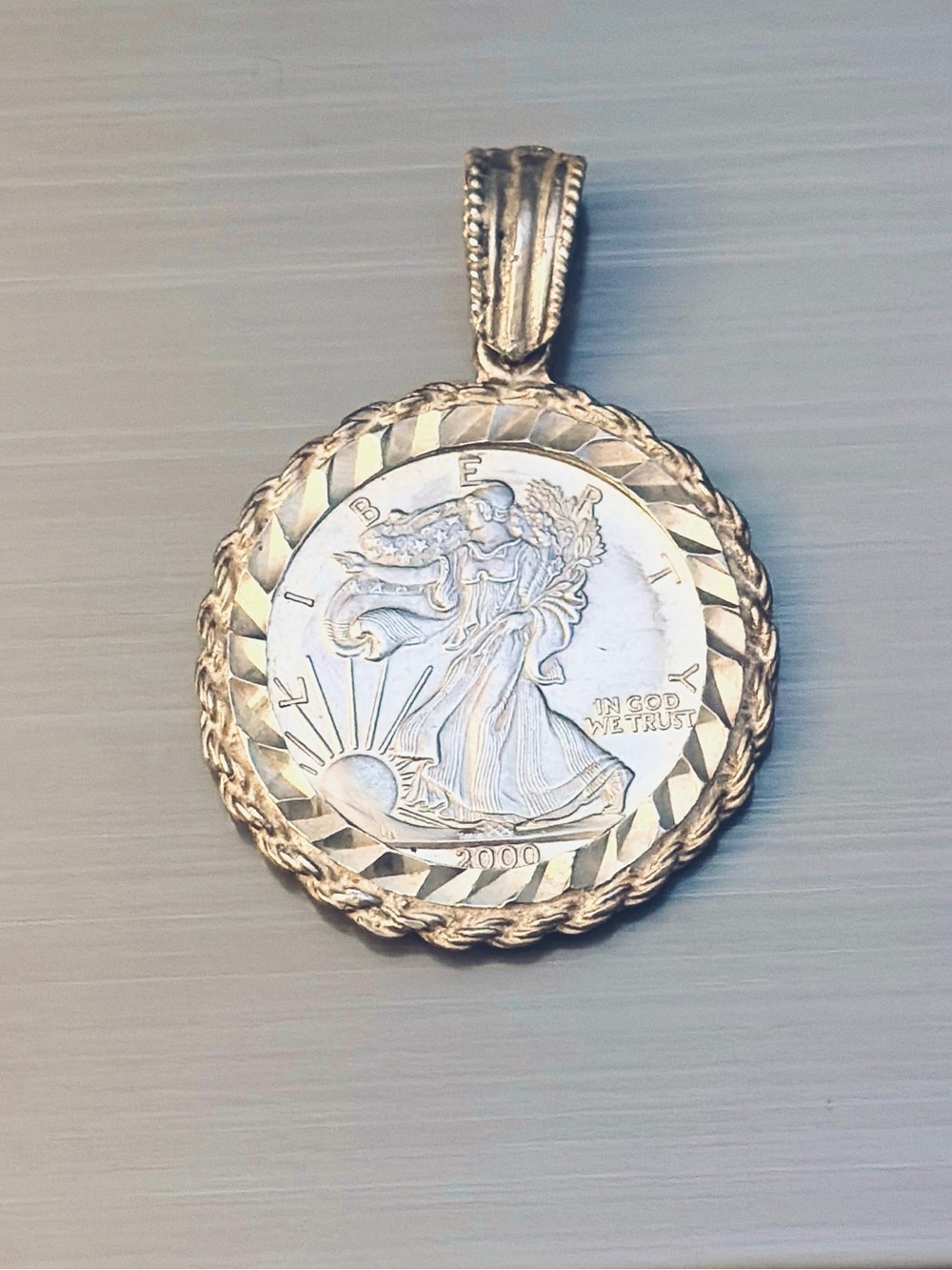 Y2K Anniversary Coin Silver Pendant + Necklace